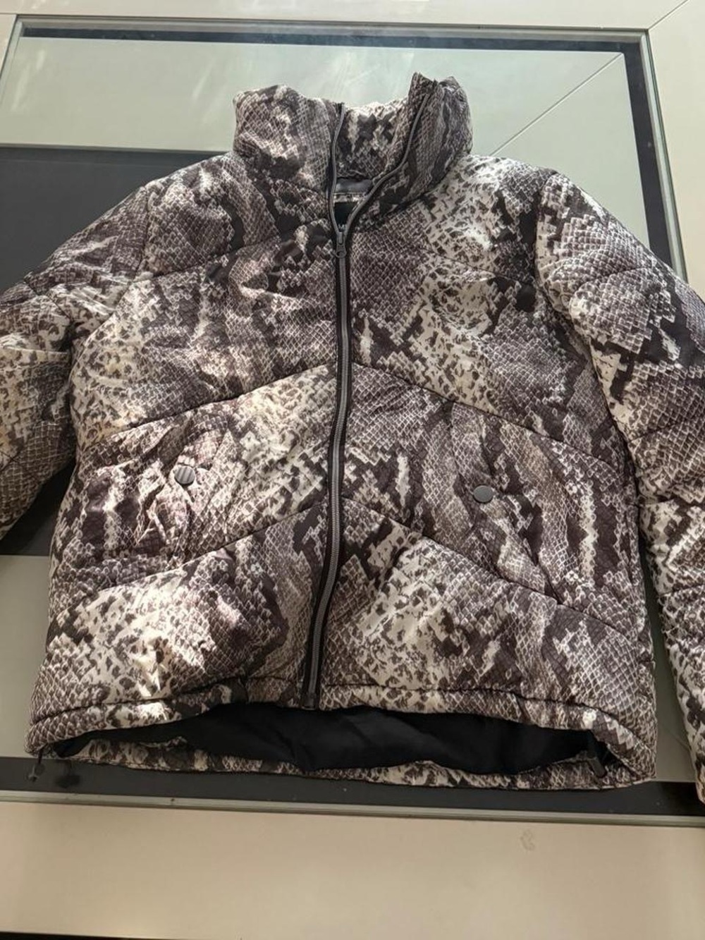 Me Jane Snake-Print Puffer Jacket - Brown & Gray